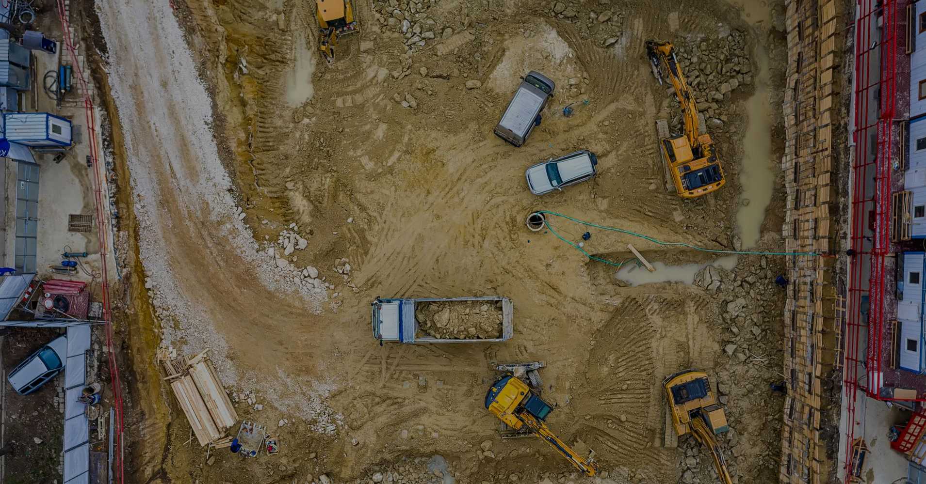 Overhead view of construction site