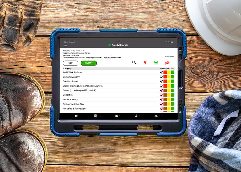 dashboard on a tablet device